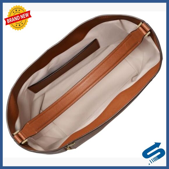 Large Leather Hobo Shoulder Bag with Zip Pockets, Spacious Compartment - Picture 3 of 3